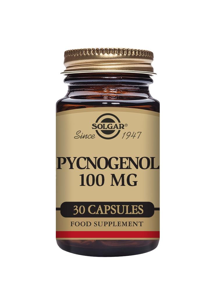 Solgar Pycnogenol 100 mg, 30 Vegetable Capsules - Antioxidant Protection - Healthy Leg &amp; Vein Support - Non-GMO, Vegan, Gluten Free, Dairy Free, Kosher - 30 Servings