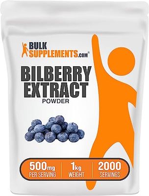 BulkSupplements.com Bilberry Extract Powder - Bilberry Fruit Extract, Bilberry Powder, Bilberry Supplement for Eyes - Glulten Free, 500mg per Serving, 1kg (2.2 lbs) (Pack of 1)