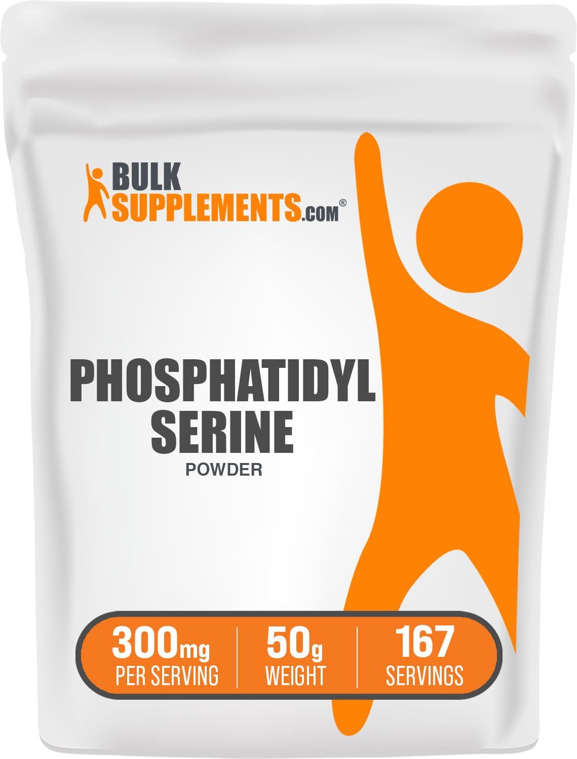 BulkSupplements.com Phosphatidylserine Powder - Phosphatidylserine Supplement, Sourced from Soy Beans - 300mg per Serving (60mg of Phosphatidylserine), 50g (1.8 oz) (Pack of 1)