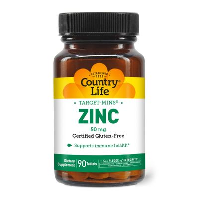 Country Life Target-Mins Zinc 50 mg 90 Tablets - Zinc Supplements for Immune Health - Zinc 50mg - Zinc Support