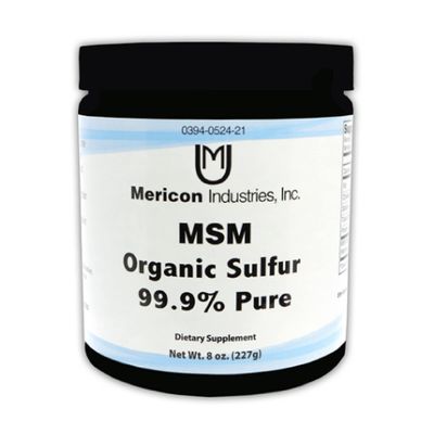 Mericon Industries MSM Organic Sulfur Powder | MSM Supplement for Inflammation, Hair Growth, Healthy Skin, &amp; Increased Energy | Non-GMO, Vegan, Gluten Free, Soy Free (8oz)