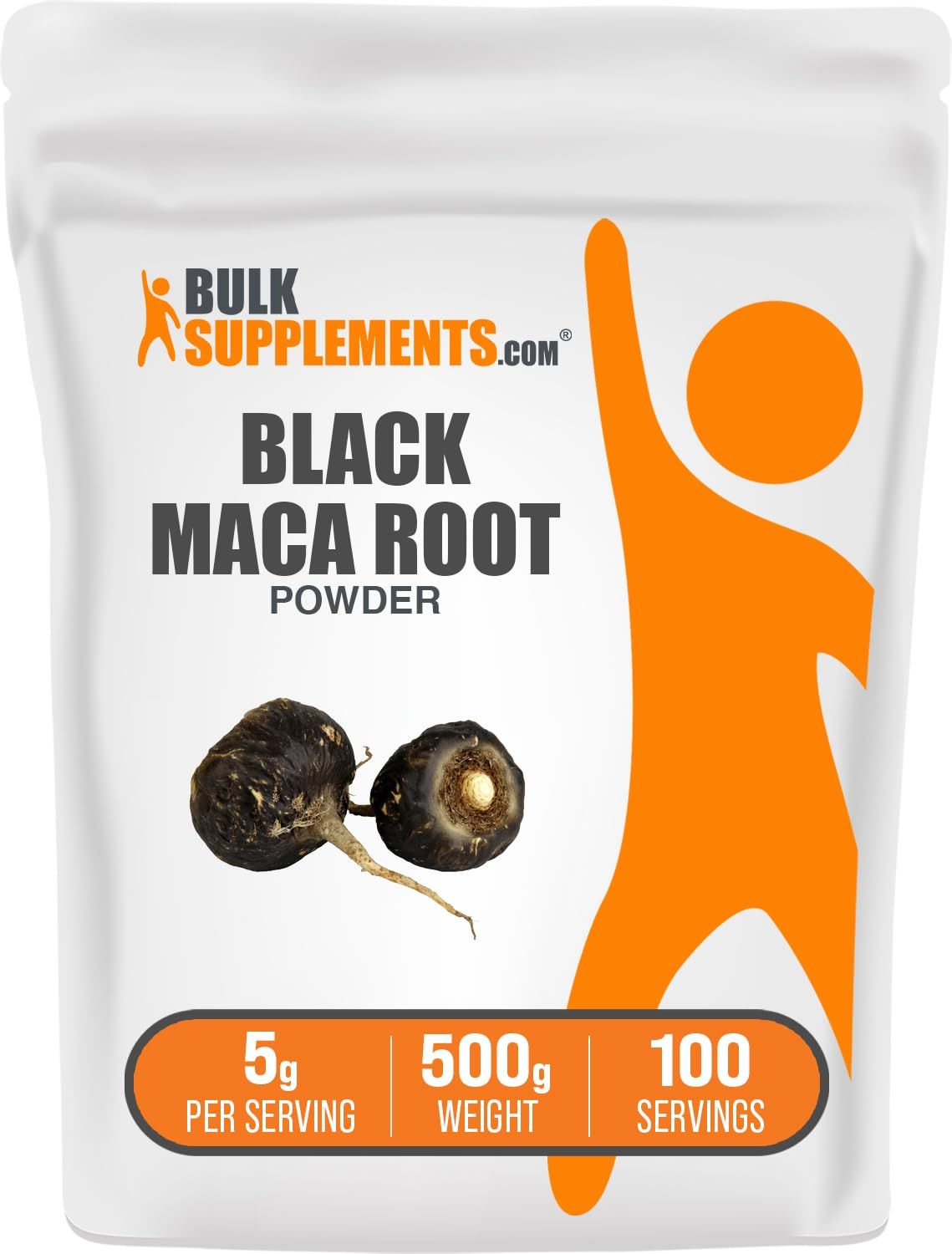 BulkSupplements.com Black Maca Powder - Maca Supplement, from Black Maca Root - Black Raw Maca, for Men &amp; Women - Vegan, Gluten Free, 5g per Serving, 500g (1.1 lbs) (Pack of 1)