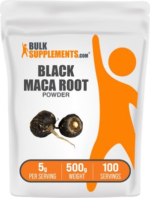 BulkSupplements.com Black Maca Powder - Maca Supplement, from Black Maca Root - Black Raw Maca, for Men &amp; Women - Vegan, Gluten Free, 5g per Serving, 500g (1.1 lbs) (Pack of 1)