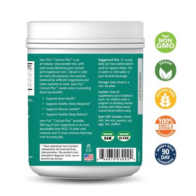 Ionic Fizz Calcium Plus by Pure Essence - Perfect Calcium/Magnesium Ratio with Vitamin A, B, C, D and Potassium Strong Bones - Orange Vanilla - 14.82 oz