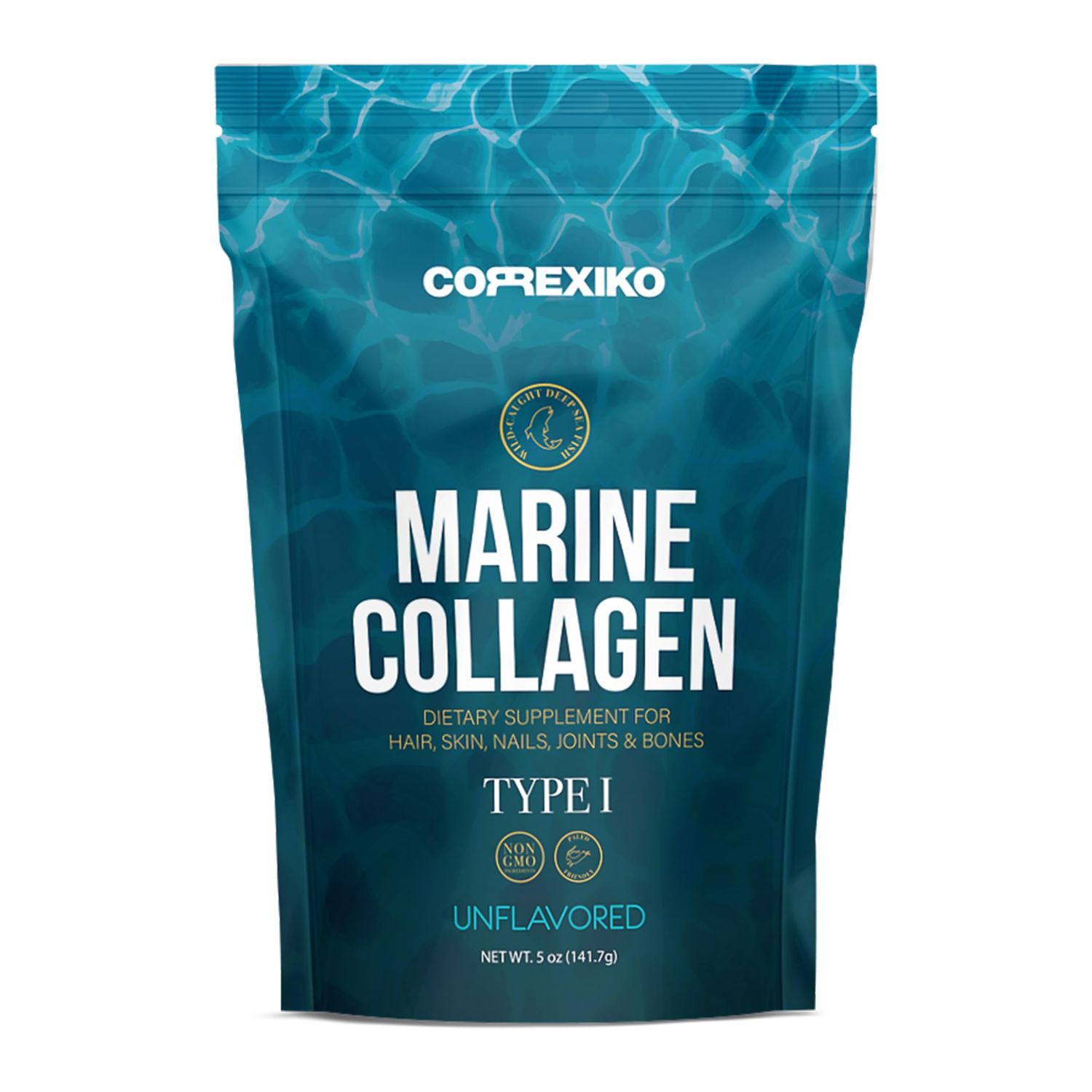CORREXIKO Marine Collagen Powder Supplement Unflavored - 10,000mg Double Hydrolyzed Collagen Peptides per Serving - Formulated for Maximum Absorption - Hair, Skin &amp; Nails - 5oz, 14 Servings