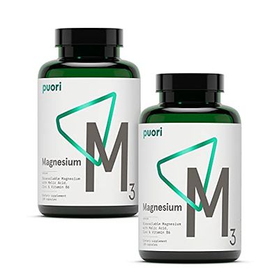 Puori Organic Magnesium Zinc Supplement - 300mg - 240 Vegan Capsules - High Absorption M3 Complex for Sleep, Immune Support, Energy, Muscle Recovery, Relaxation &amp; Leg Cramps - Zinc &amp; Vitamin B6