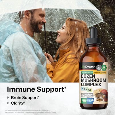 BIO KRAUTER Dozen Mushroom Tincture - Immune Support Supplement Drops - Promotes Digestive & Cognitive Support - Non-GMO, Liquid Immunity Defense Formula - 4 fl. oz Bottle