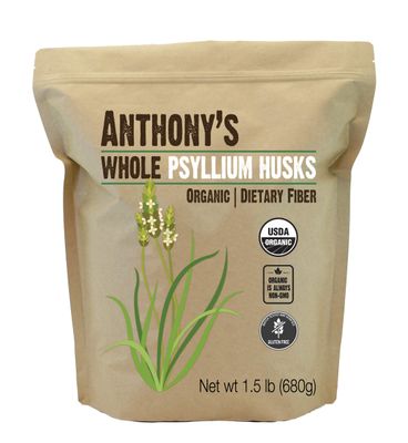 Anthony&#39;s Organic Whole Psyllium Husks, 1.5 lb, Dietary Fiber, Gluten Free, Non GMO, Keto Friendly