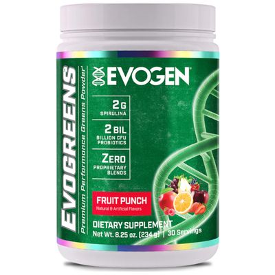 Evogen Evogreens | Premium Performance Greens Superfood, Spirulina, Pomegranate, Probiotics, Kale | 30 Servings  (Fruit Punch, 30 Servings)