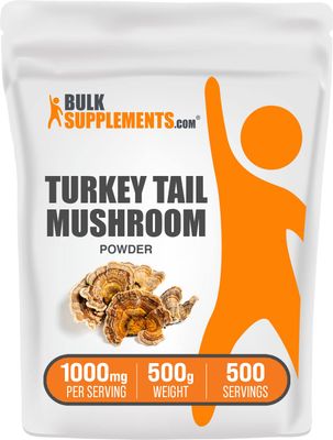 BulkSupplements.com Turkey Tail Mushroom Extract Powder - Coriolus Versicolor Extract, Turkey Tail Mushroom Powder - Vegan &amp; Gluten Free, 1000mg per Serving. 500g (1.1 lbs) (Pack of 1)