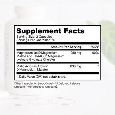 Pure TheraPro Rx Optimum Magnesium Lysinate Glycinate & Di-Magnesium Malate Capsules, 2 Month Supply - Formulated With Chelated Magnesium for Maximum Absorption, Supports Bone Health & Energy, Non-GMO