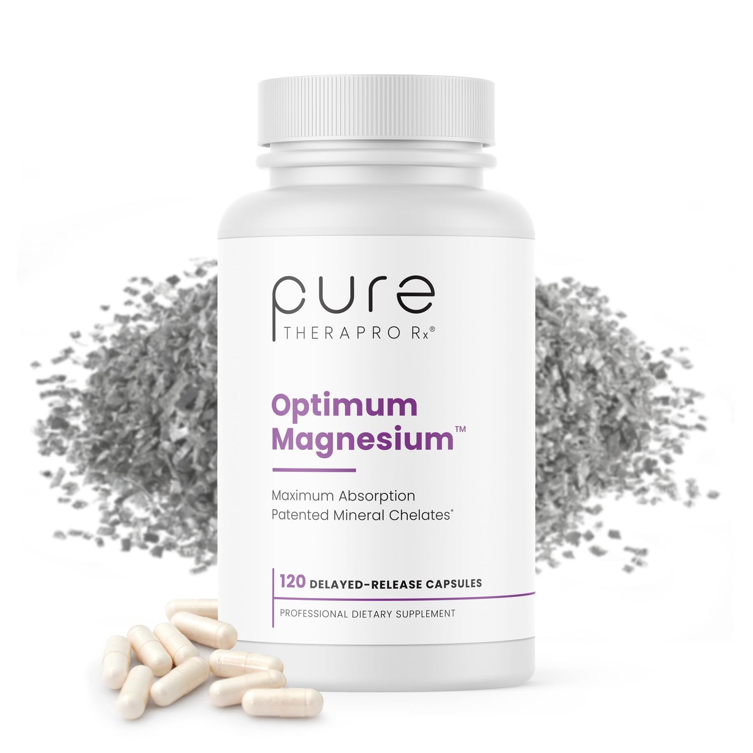 Pure TheraPro Rx Optimum Magnesium Lysinate Glycinate &amp; Di-Magnesium Malate Capsules, 2 Month Supply - Formulated With Chelated Magnesium for Maximum Absorption, Supports Bone Health &amp; Energy, Non-GMO