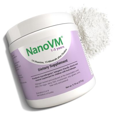 NanoVM 1-3 Years, Allergen-Free Multivitamin for Kids, Unflavored Dietary Supplement, Powdered Supplement with 14 Vitamins &amp; 13 Minerals, Low-Carbohydrate Toddler Vitamins, 275g - Solace Nutrition