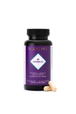 NAOMI BP Advanced, Potent Ingredients for Blood Flow and Circulation, Endothelial Function, Supports Cardiovascular and Arterial Health, 1000mg Olive Leaf Extract, 180mcg Vitamin K2 (Small, 60 Count)