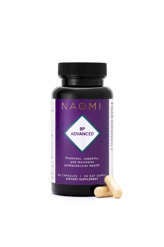 NAOMI BP Advanced, Potent Ingredients for Blood Flow and Circulation, Endothelial Function, Supports Cardiovascular and Arterial Health, 1000mg Olive Leaf Extract, 180mcg Vitamin K2 (Small, 60 Count)