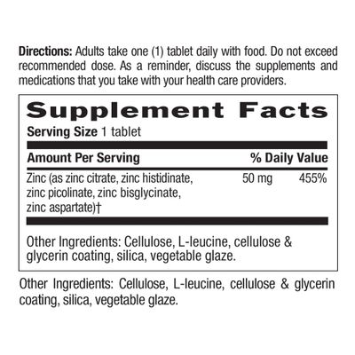 Country Life Target-Mins Zinc 50 mg 90 Tablets - Zinc Supplements for Immune Health - Zinc 50mg - Zinc Support