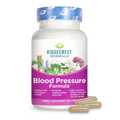 Ridgecrest Herbals Blood Pressure Herbal Formula, 12 Herbs, Poria Mushroom, Gastrodia, Gardenia, for Heart, Vascular, Circulation Health (60 Count (Pack of 1))