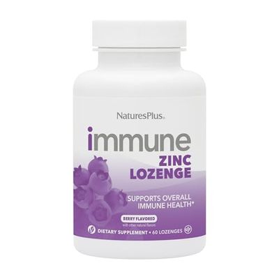 NaturesPlus Immune Zinc Lozenge, Berry - 60 Lozenges - Dual-Action Zinc Formula - Supports Overall Immune Health - Vegan, Gluten Free - 60 Servings