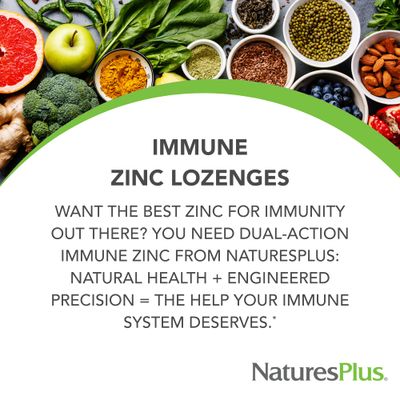NaturesPlus Immune Zinc Lozenge, Berry - 60 Lozenges - Dual-Action Zinc Formula - Supports Overall Immune Health - Vegan, Gluten Free - 60 Servings