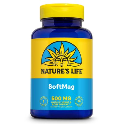 NATURE&#39;S LIFE SoftMag 500 mg - Magnesium Complex w/Magnesium Citrate, Magnesium Malate - Bone Health, Muscle and Heart Health Support - Easy to Swallow Softgels - 60-Day Guarantee, 60 Servings, 60ct
