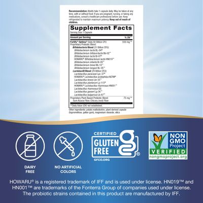Natures Way Fortify Optima Advanced Care Probiotic - 60 Billion CFU - With Plant-Based Prebiotic Blend - Digestive Balance &amp; Immune Health* - Certified Gluten Free - 30 Capsules