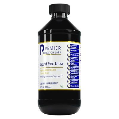 Premier Research Labs Liquid Zinc Ultra: Liquid Zinc Supplement - for Immune Support &amp; Well-Being for Adults &amp; Kids - Highly Absorbable Drops - Used for Rapid Analysis of Zinc Status - 8 fl oz