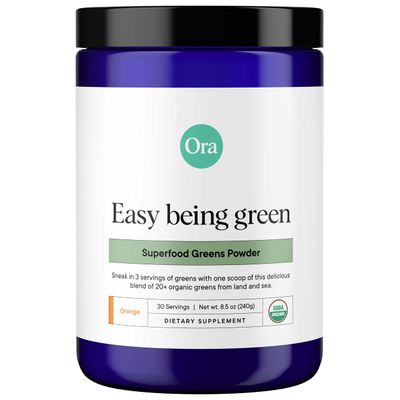Ora Organic Greens Powder - Vegan, Gluten-Free, Organic Super Greens Drink for Energy and Detox | Antioxidants &amp; Adaptogenic Herbs | 20+ Superfood Greens Blend - Citrus Flavor, 30 Servings
