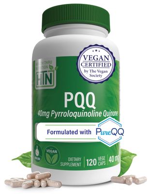 Health Thru Nutrition PQQ 40mg 120 Servings Pyrroloquinoline Quinone as PureQQ | Promotes Mitochondrial Biogenesis | Certified Vegan | Non-GMO Gluten Soy Free Capsules| Clean Label PQQ Supplement