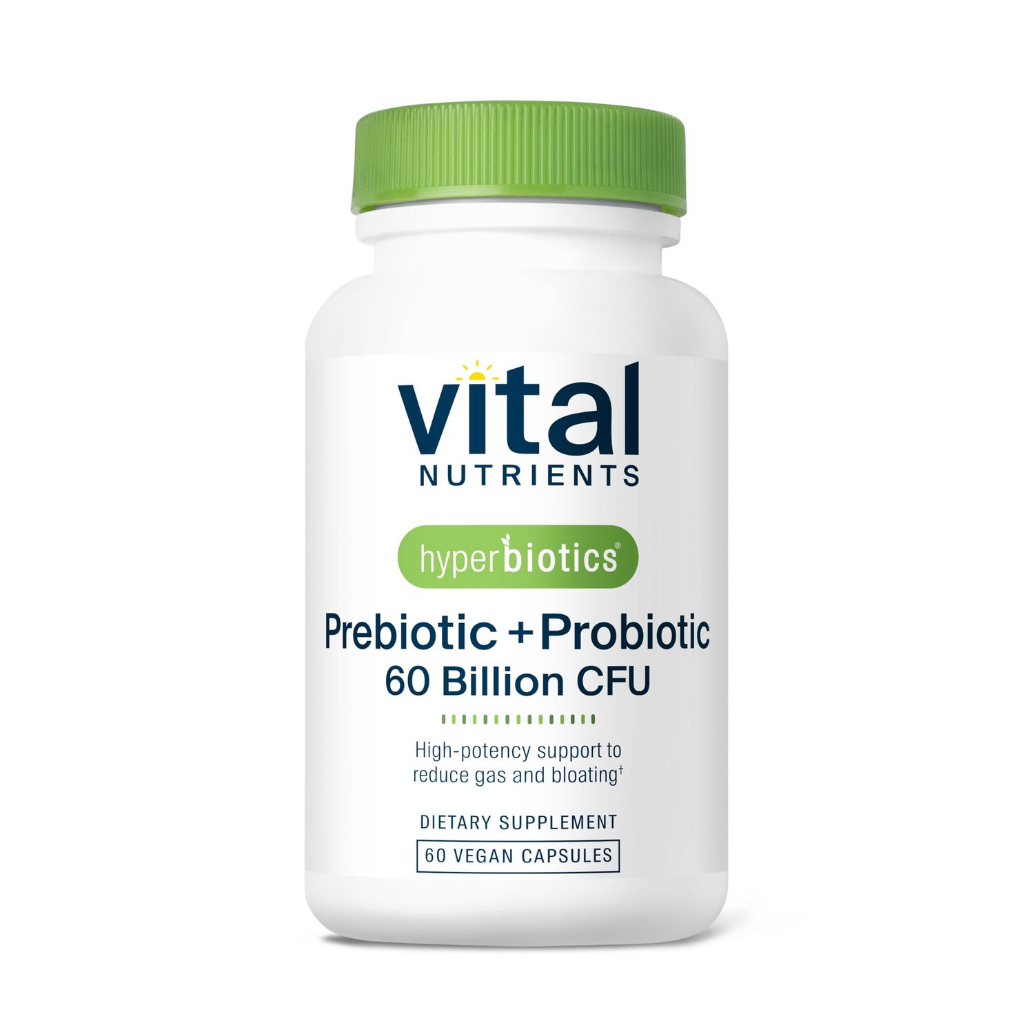 Hyperbiotics Vital Nutrients Prebiotic + Probiotic 60 Billion CFU (Prev. Pre+Pro 60B) | High-Potency Immune &amp; Upper Respiratory Probiotic | Reduce Gas &amp; Bloating | Shelf-Stable | Vegan | 30 Capsules