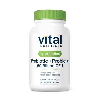 Hyperbiotics Vital Nutrients Prebiotic + Probiotic 60 Billion CFU (Prev. Pre+Pro 60B) | High-Potency Immune &amp; Upper Respiratory Probiotic | Reduce Gas &amp; Bloating | Shelf-Stable | Vegan | 30 Capsules