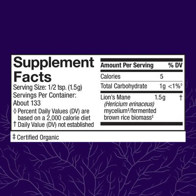 Host Defense Lion's Mane Powder - Brain Health Support Supplement - Mushroom Supplement to Support Focus & Memory Function - Immune & Nervous System Support Supplement - 7 oz (133 Servings)*