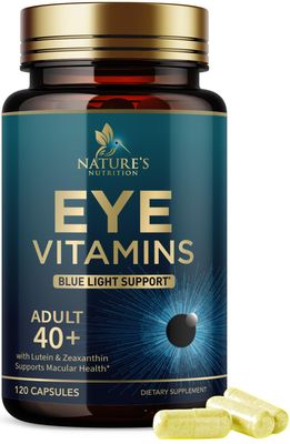 Eye Vitamins &amp; Mineral Supplement, Contains Lutein, Zeaxanthin, Bilberry &amp; Zinc, Supports Eye Strain, Vision Macular Health &amp; Dry Eyes for Adults with Vitamin C &amp; E, Lycopene, Non-GMO - 120 Capsules
