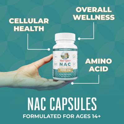 MaryRuth Organics Nutritional Supplement Capsule, N-Acetyl Cysteine, 2 Month Supply, NAC 1000mg Per Serving, Vegan, Non-GMO, Gluten Free, 120 Count