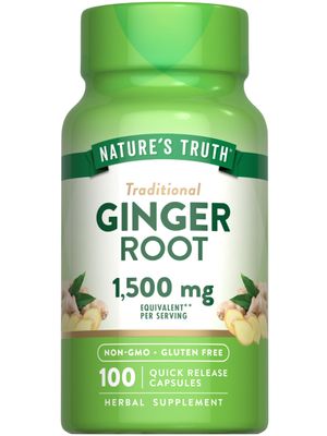 Nature&#39;s Truth Ginger Root Capsules | 1,500mg | 100 Count | from Ginger Root Extract | Non-GMO and Gluten Free Supplement