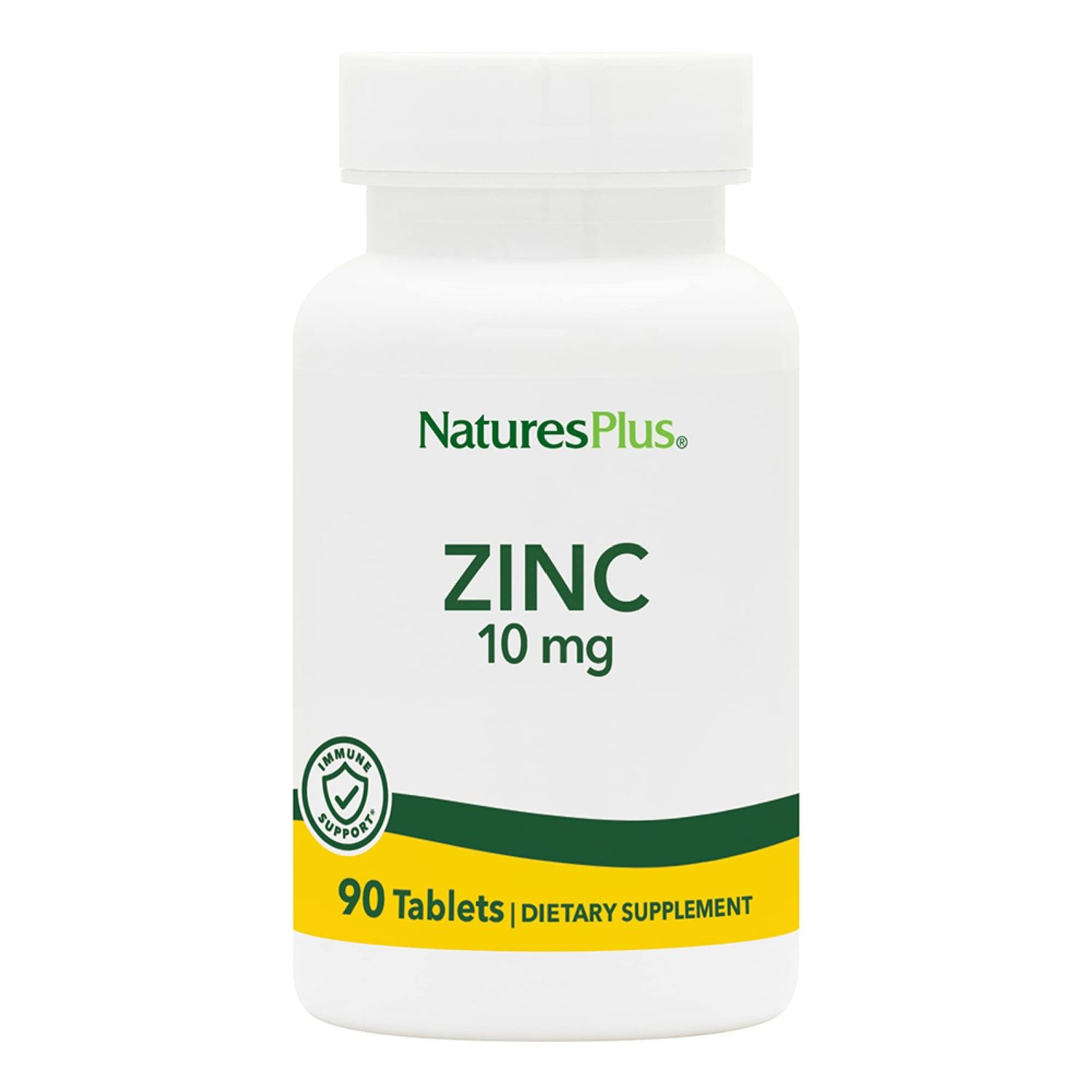 NaturesPlus Zinc Tablets - 10 mg, 90 Vegetarian Supplements - Immune System Supplement for Cellular Growth &amp; Repair - Promotes Healthy Digestion, Metabolism &amp; Vision - Gluten-Free - 90 Servings