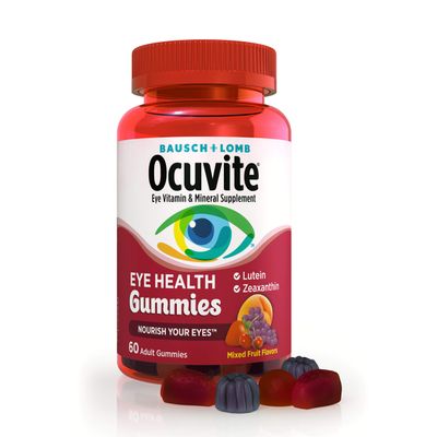 Ocuvite Vitamin &amp; Mineral Supplement for Eye Health Adult Gummies, Contains Lutein &amp; Zeaxanthin, Mixed fruit, 60 Count