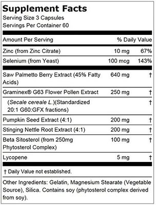 Lindberg Prostate Supplement for Men | Saw Palmetto | 180 Capsules | Non-GMO, Gluten Free