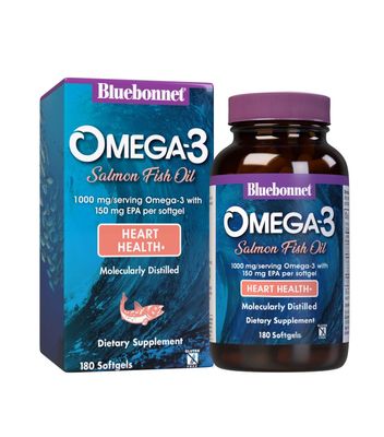 BlueBonnet Natural Omega-3 Salmon Oil Softgels, 180 Count, White