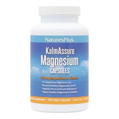 NaturesPlus KalmAssure Magnesium - 240 Vegan Capsules - Highly Bioavailable Magnesium Citrate - Supports Nerve &amp; Muscle Relaxation - 60 Servings