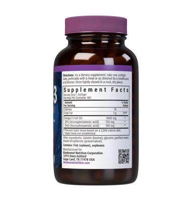 BlueBonnet Natural Omega-3 Salmon Oil Softgels, 180 Count, White