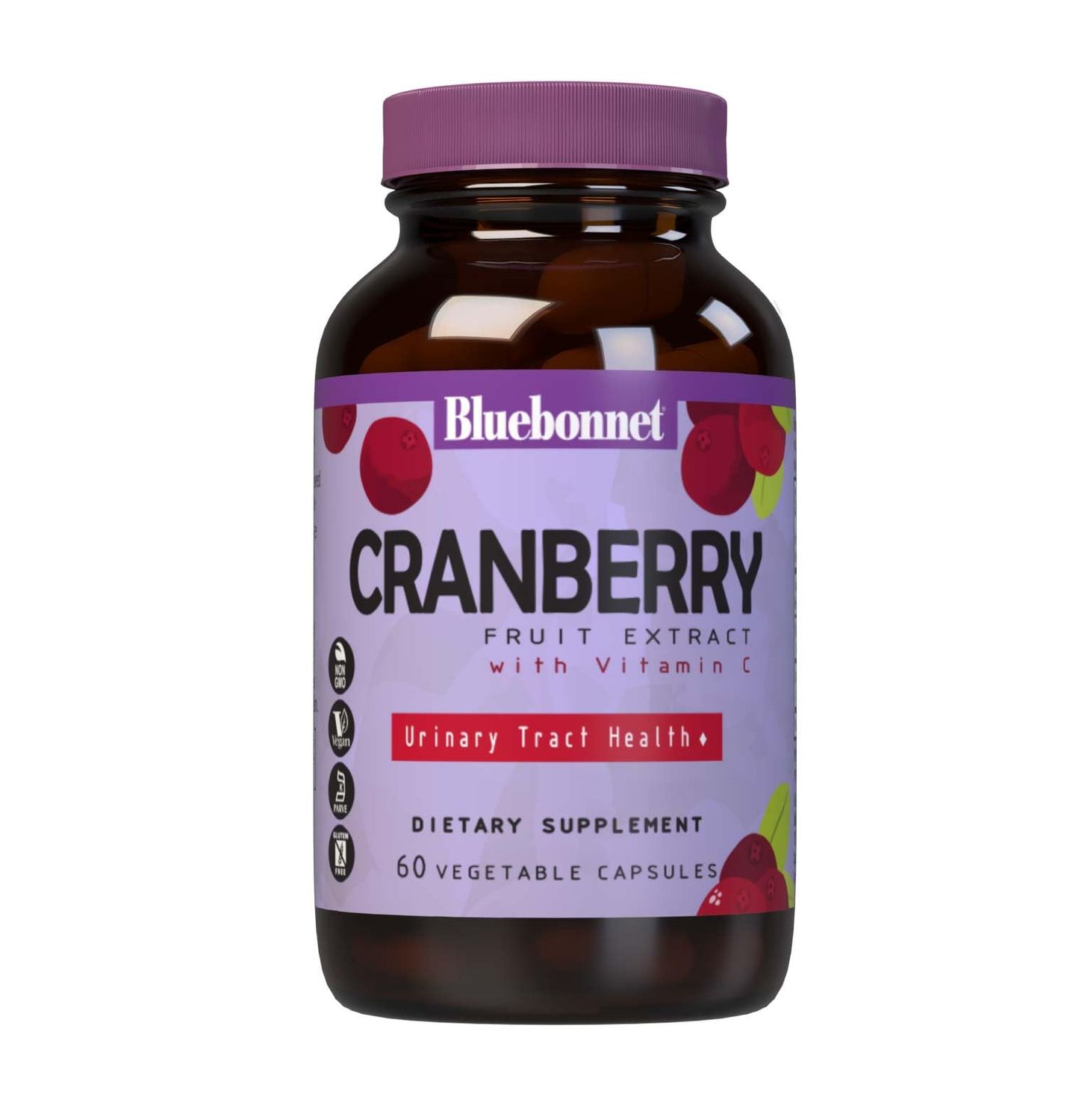 Bluebonnet Nutrition Cranberry Fruit Extract, Urinary Tract Support*, Non-GMO, Kosher-Certified, Vegan, Gluten-Free, Soy-Free, Dairy-Free, 60 Vegetable Capsules, 60 Servings