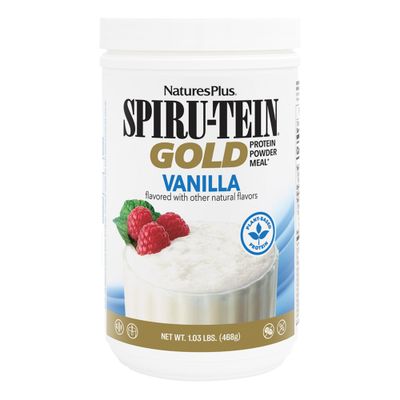 NaturesPlus SPIRU-TEIN GOLD, Vanilla - 1.03 lb - Plant-Based Protein Powder - Vitamins &amp; Minerals for Energy - Vegetarian, Gluten Free - 13 Servings