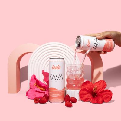 Leilo Calm in a Can | Sparkling Relaxation Drink with Kava | All Natural &amp; Gluten Free | Raspberry Hibiscus, 12 ounce, Pack of 12 | Packaging May Vary