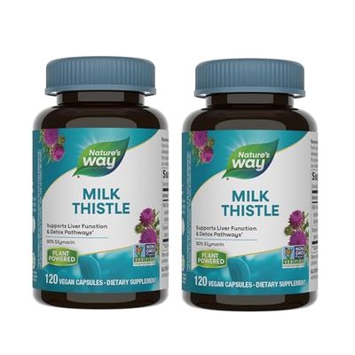 Nature&#39;s Way Milk Thistle Premium Blend 80% Silymarin per serving Non-GMO 120 Capsules