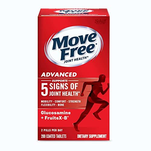 Move Free Advanced Glucosamine Chondroitin + Calcium Fructoborate Joint Support Supplement, Supports Mobility Comfort Strength Flexibility &amp; Bone - 200 Tablets (100 servings)*