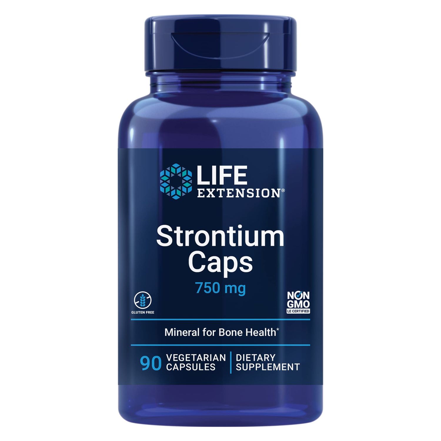 Life Extension Strontium Caps, Trace Mineral for Advanced Bone Health Support, Gluten Free, Non-GMO, Vegetarian, 90 Capsules
