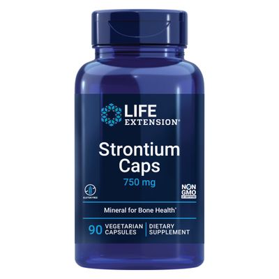 Life Extension Strontium Caps, Trace Mineral for Advanced Bone Health Support, Gluten Free, Non-GMO, Vegetarian, 90 Capsules