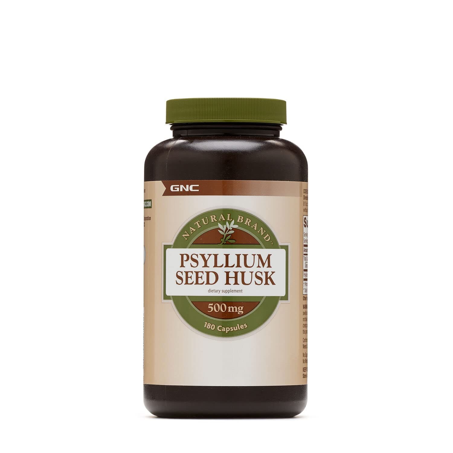 GNC Natural Brand Psyllium Seed Husk 500mg, 180 Capsules, Supports Digestive Health