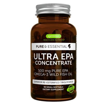 Ultra Pure EPA, Omega-3 Concentrate 500 mg Wild Fish Oil, The Most Advanced rTG Triglyceride Form, Non-GMO, 90 Small softgels, Pure &amp; Essential