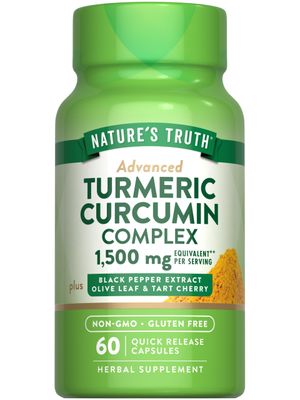 Turmeric Curcumin 1500 mg | 60 Capsules | With Black Pepper Extract, Olive Leaf &amp; Tart Cherry | Non-GMO, Gluten Free Supplement | by Nature&#39;s Truth
